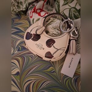 Coach White and Red Cherry Mini Bag Charm NWT Carmen Bag Charm